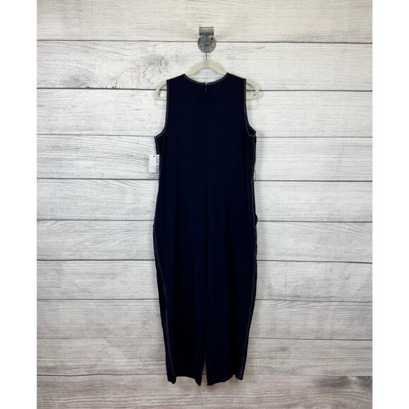 Nine West Women's Navy Blue White Stitched Sleeveless Jumpsuit Size Large - Picture 11 of 12